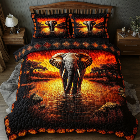 Elephant Grace 3-Piece Quilted Bedding Set NCU0DK4198