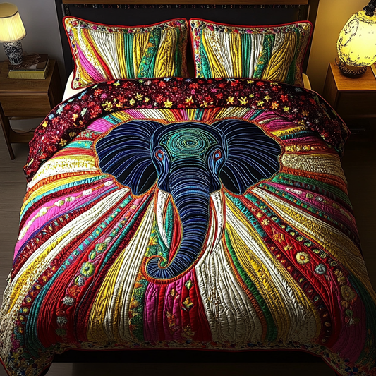 Elephant Grace 3-Piece Quilted Bedding Set NCU0DK4373
