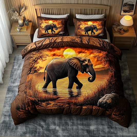 Elephant Grace 3-Piece Quilted Bedding Set NCU0DK8739