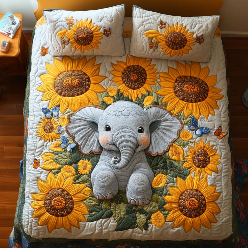 Elephant Harmony 3-Piece Quilted Bedding Set NCU0NT8143
