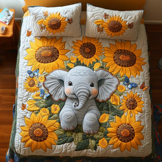 Elephant Harmony 3-Piece Quilted Bedding Set NCU0NT8143