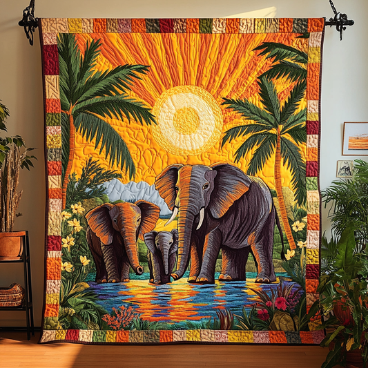 Elephant Harmony Quilted Blanket NCU0DK5713