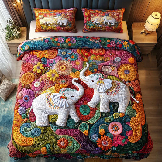 Elephant Heart Love 3-Piece Quilted Bedding Set NCU0NT8306