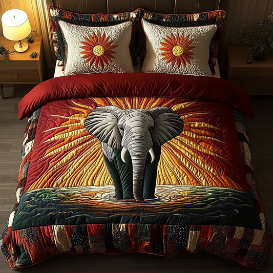 Elephant Horizon 3-Piece Quilted Bedding Set NCU0DK4201
