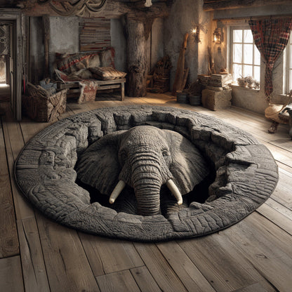 Elephant Horizon Quilted Round Mat NCU0HH1695