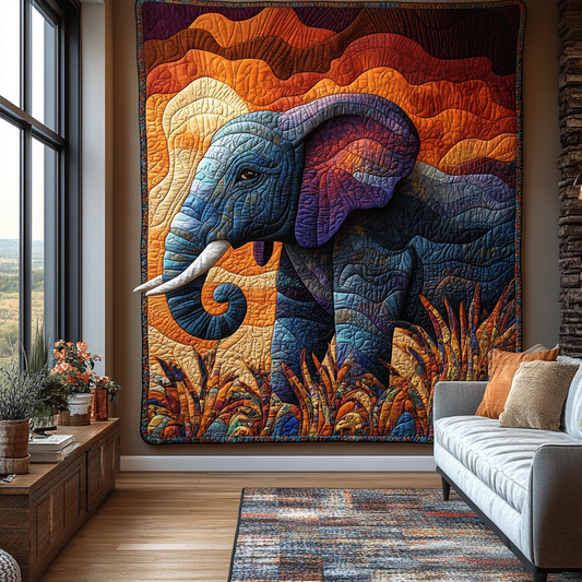 Elephant Journey Quilted Blanket NCU0DV5972