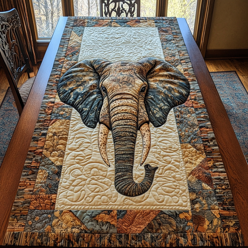 Elephant Journey Quilted Table Runner NCU0DK7365