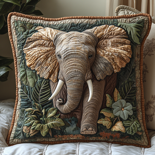 Elephant Jungle Quilted Pillow Case NCU0DV6144