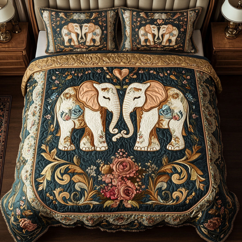 Elephant Love 3-Piece Quilted Bedding Set NCU0NT2619