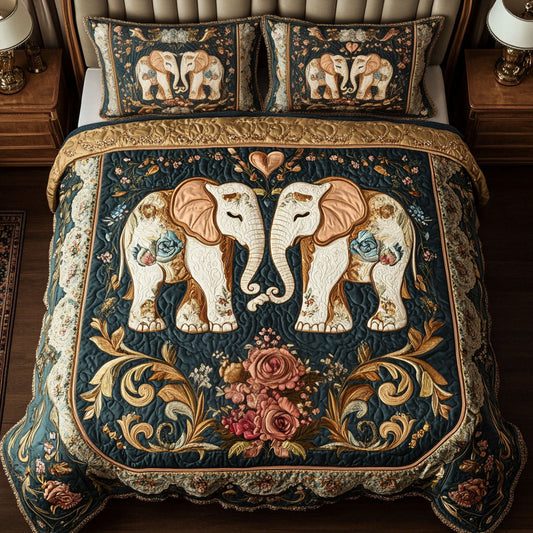 Elephant Love 3-Piece Quilted Bedding Set NCU0NT2619