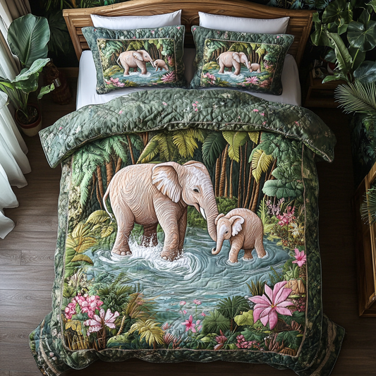 Elephant Majesty 3-Piece Quilted Bedding Set NCU0DK7971