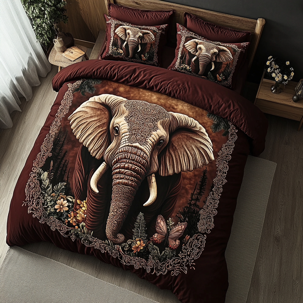 Elephant Majesty 3-Piece Quilted Bedding Set NCU0DK8737