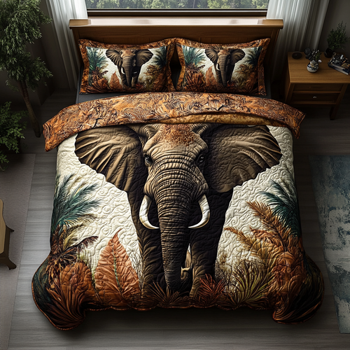 Elephant Majesty 3-Piece Quilted Bedding Set NCU0DV5945