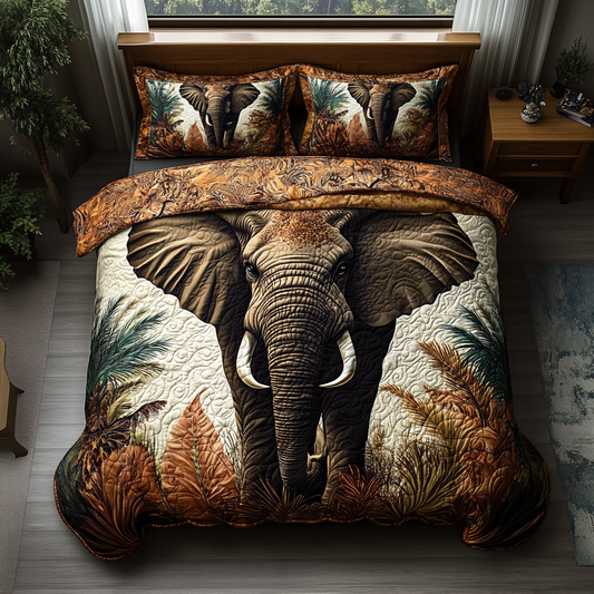 Elephant Majesty 3-Piece Quilted Bedding Set NCU0DV5945