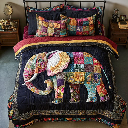 Elephant Majesty 3-Piece Quilted Bedding Set NCU0VH3629