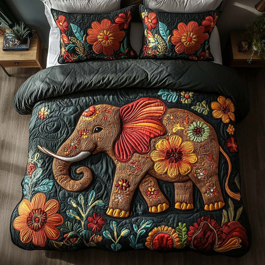 Elephant Meadow Bliss 3-Piece Quilted Bedding Set NCU0NT8307