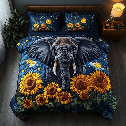 Elephant Paradise 3-Piece Quilted Bedding Set NCU0DV5961
