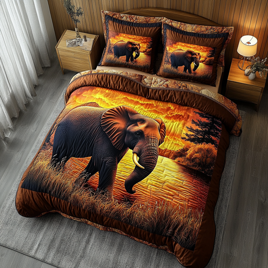 Elephant Power 3-Piece Quilted Bedding Set NCU0DK8740