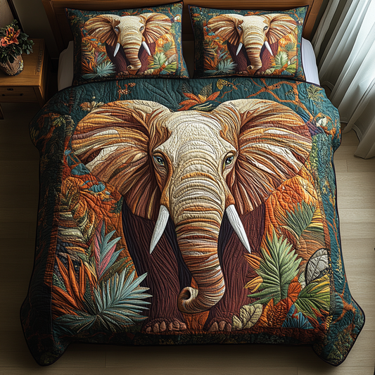 Elephant Power 3-Piece Quilted Bedding Set NCU0DV5953