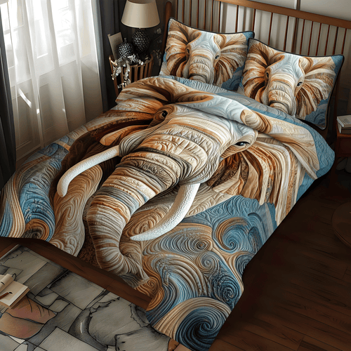 Elephant Regal March 3-Piece Quilted Bedding Set NCU0DV1163