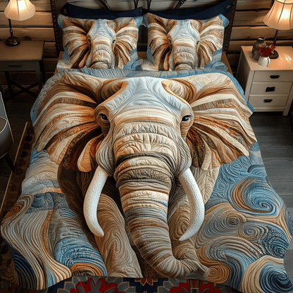 Elephant Regal March Quilted Bedding Set NCU0DV1163