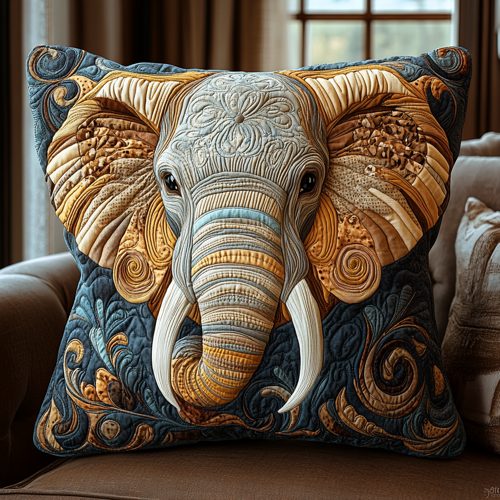 Elephant Regal March Quilted Pillow Case NCU0DV1211