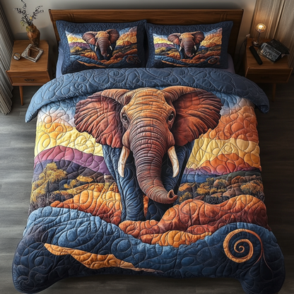 Elephant Reverie 3-Piece Quilted Bedding Set NCU0DV5951