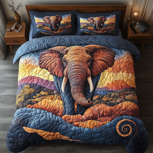 Elephant Reverie 3-Piece Quilted Bedding Set NCU0DV5951