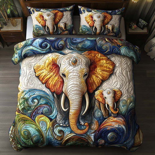 Elephant Rustic Charm 3-Piece Quilted Bedding Set NCU0NT8308