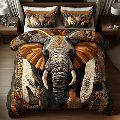 Elephant Serenade 3-Piece Quilted Bedding Set NCU0TH2595