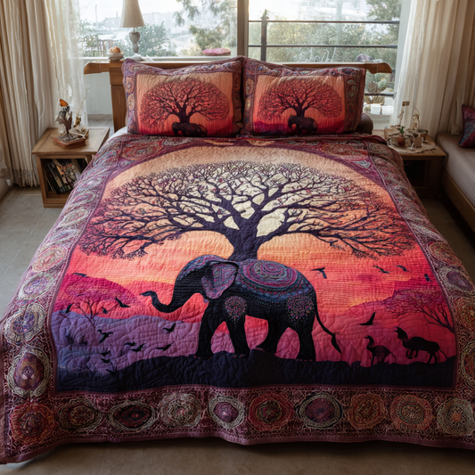 Elephant Spirit 3-Piece Quilted Bedding Set NCU0DK8188