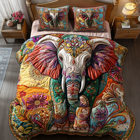 Elephant Spirit 3-Piece Quilted Bedding Set NCU0DK8735
