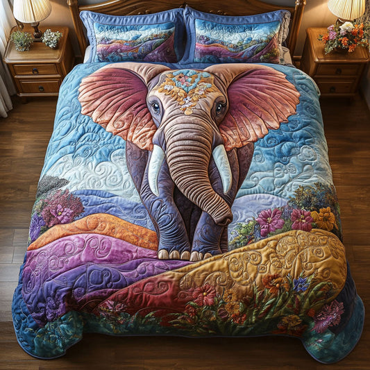Elephant Spirit Haven 3-Piece Quilted Bedding Set NCU0PT4119