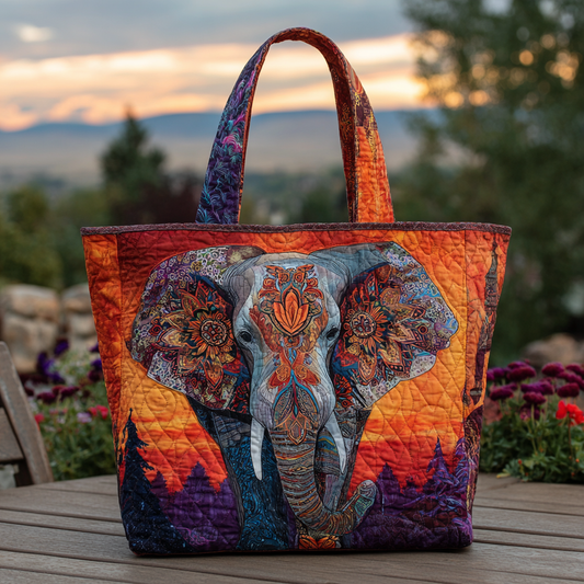 Elephant Trail Quilted Tote Bag NCU0DK8883
