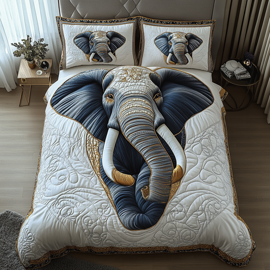 Elephant Tranquility 3-Piece Quilted Bedding Set NCU0DV5946