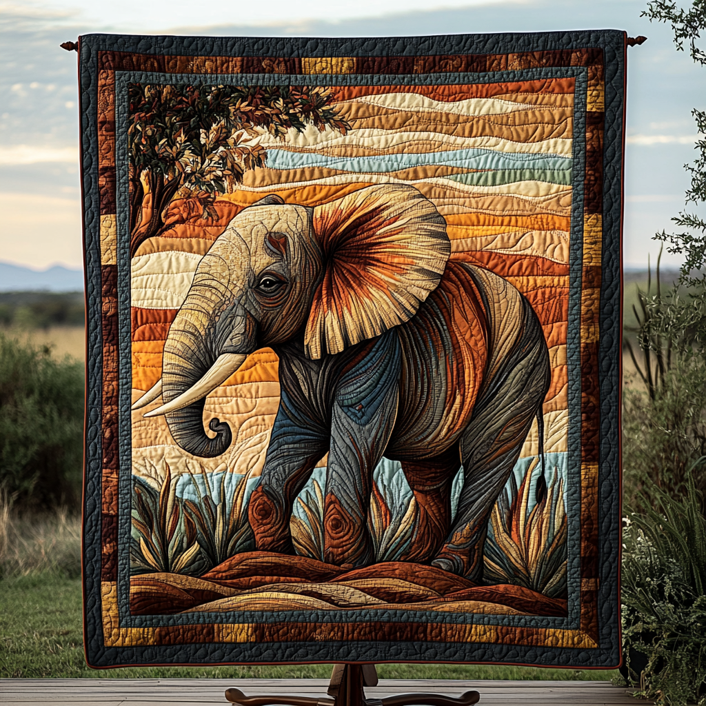 Elephant Whisper Quilted Blanket NCU0DK2722