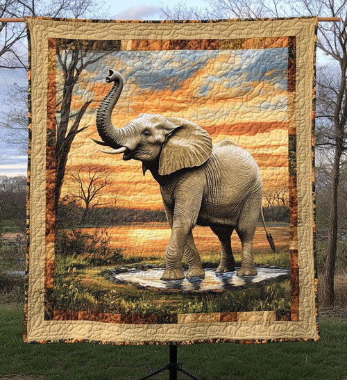 Elephant Whisper Quilted Blanket NCU0PT769