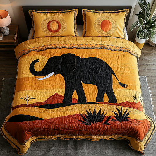 Elephant Whispers 3-Piece Quilted Bedding Set NCU0DK4195