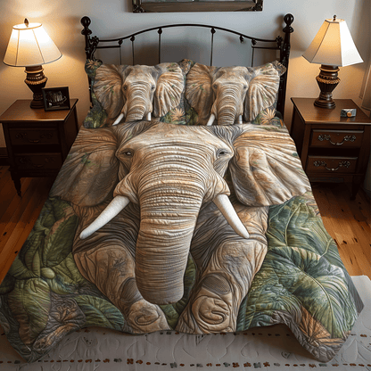 Elephant Wild Whisper Quilted Bedding Set NCU0DV1161