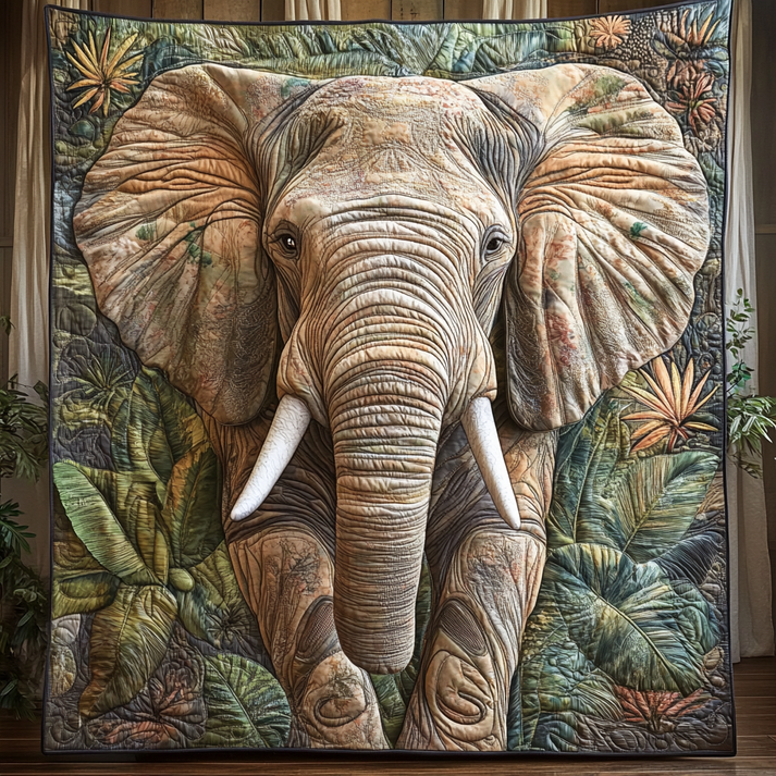 Elephant Wild Whisper Quilted Blanket NCU0DV1105  Vantique