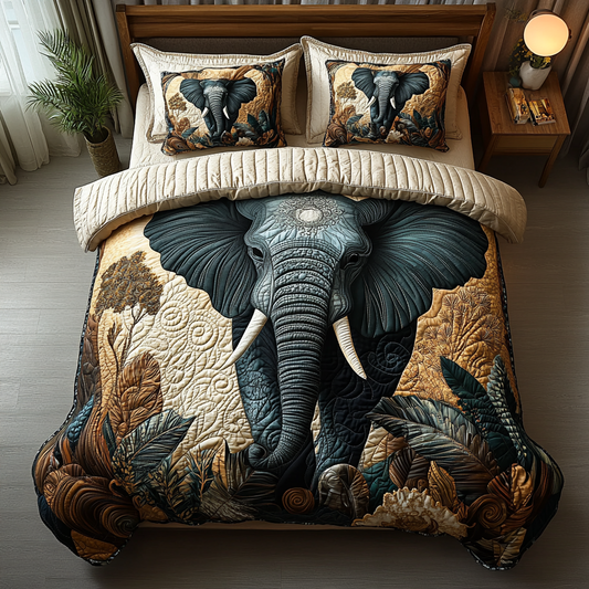 Elephant Wonders 3-Piece Quilted Bedding Set NCU0DV5950