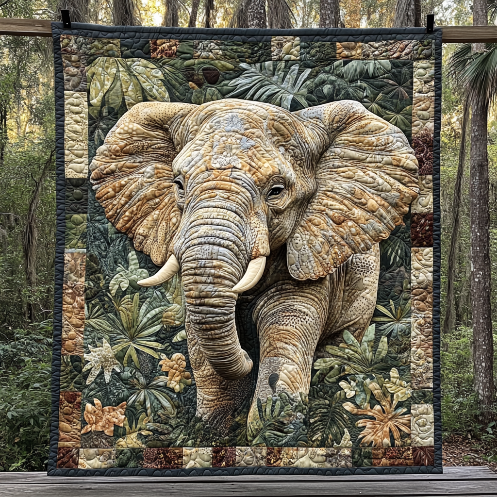 Elephant Wonders Quilted Blanket NCU0DV5968