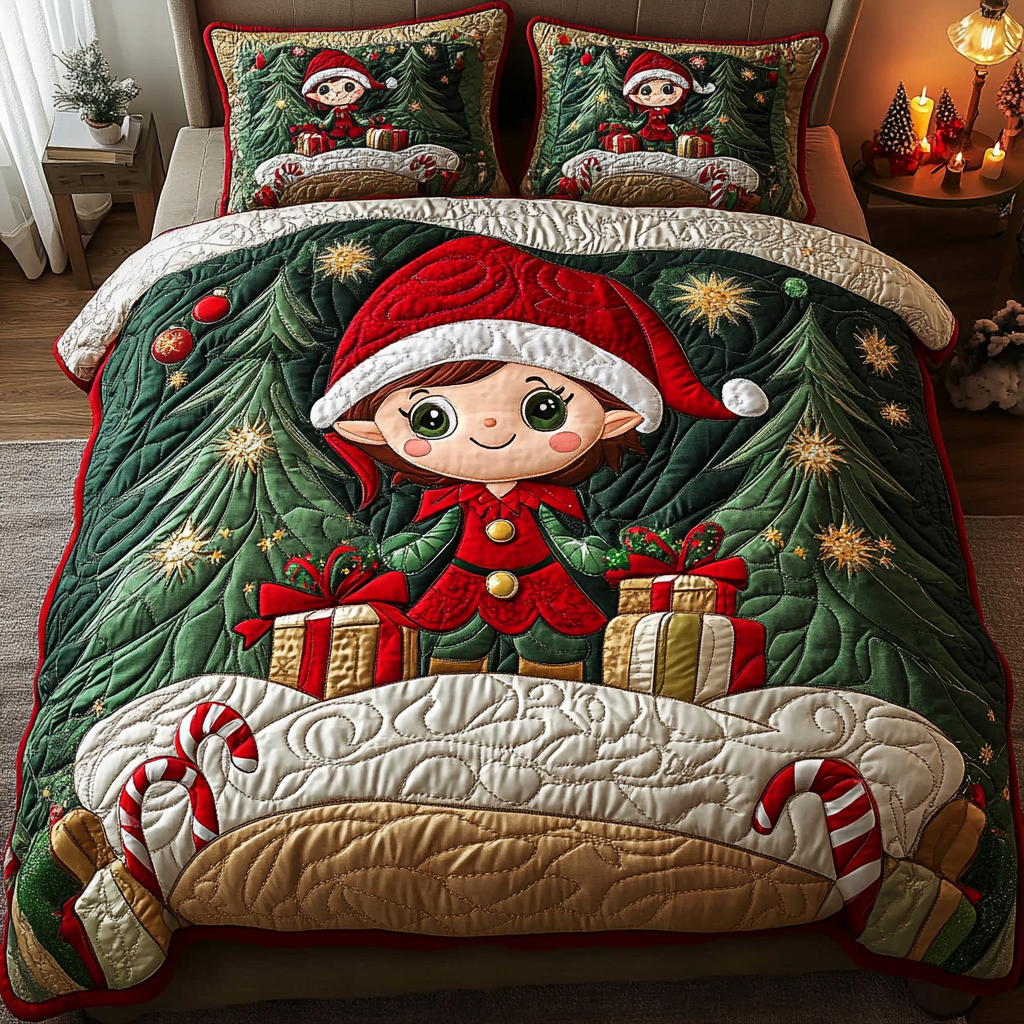 Elf Delight 3-Piece Quilted Bedding Set NCU0VH490