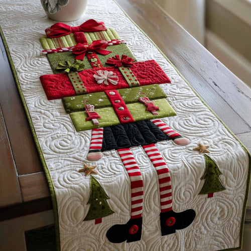 Elf Gift Stack Quilted Table Runner NCU0NT9982