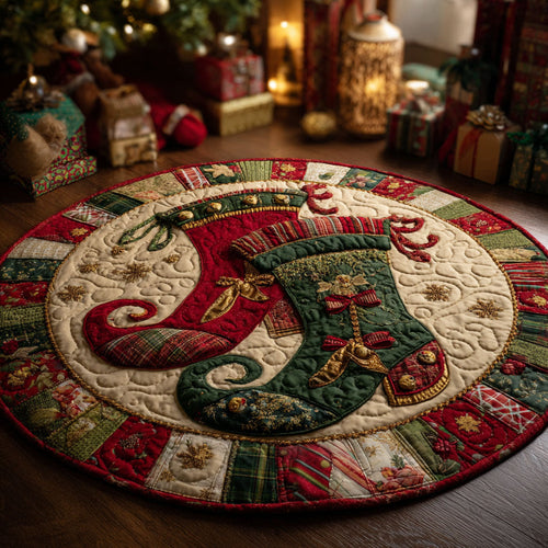 Elf Stockings Quilted Round Mat NCU0TV165