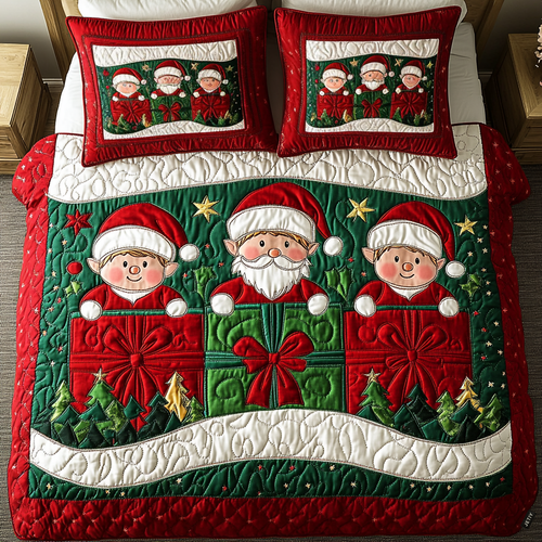 Elfie Festive Fun 3-Piece Quilted Bedding Set NCU0DK2265