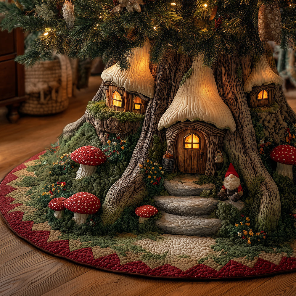 Elfpath Treehouse Christmas Quilted Tree Skirt NCU0TH3836