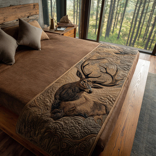 Elk Forest Guardian Quilted Bed Runner NCU0DV6992