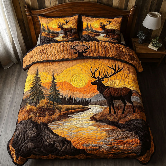 Elk Ridge Elegance 3-Piece Quilted Bedding Set NCU0PT3451