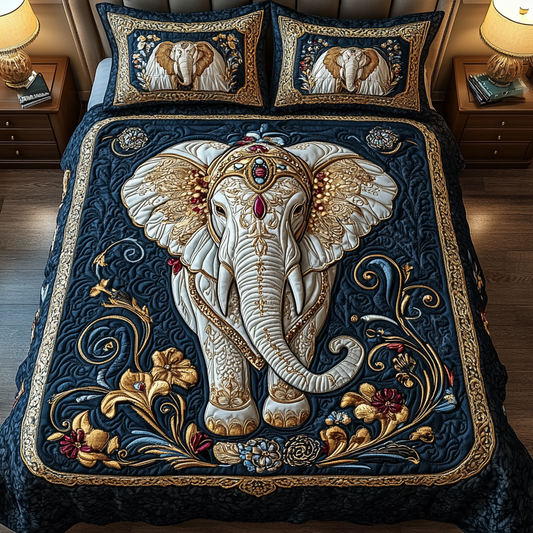 Embellished Elephant 3-Piece Quilted Bedding Set NCU0VH1158